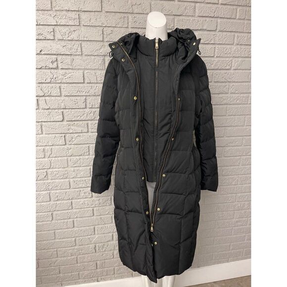 Cole Haan Signature Women Black Down Hooded Puffer Coat Size L - Picture 13 of 15